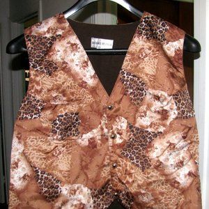 Ladies Brown Black & Cream Lined Poly VEST Size Large Designs by Julie